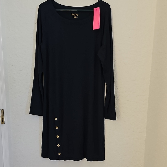 Lilly Pulitzer Dresses & Skirts - Lilly Pulitzer Navy Blue Dress Long Sleeve Crew Neck
